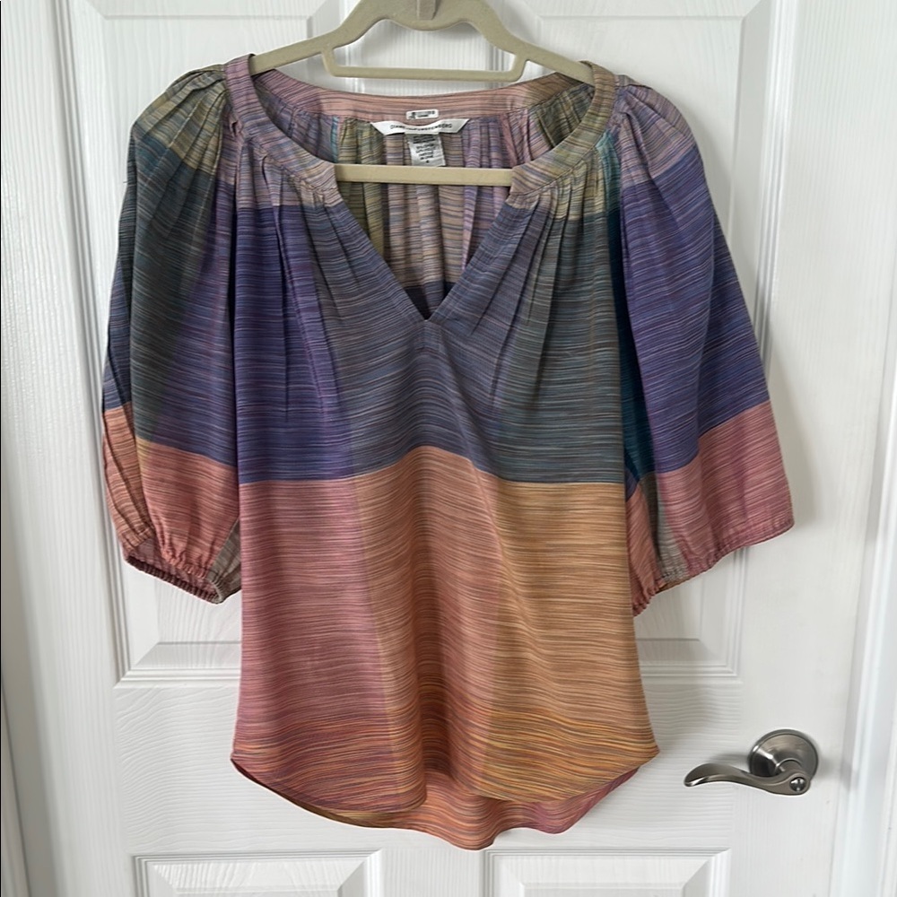 Diane Von Furstenberg Vintage Multicolor Striped Women's Top size 4